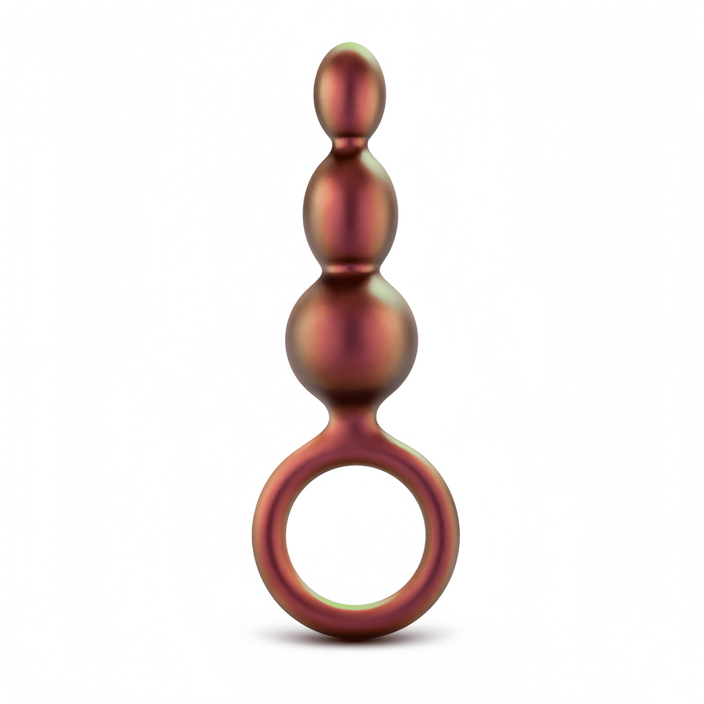 Blush Apollo spiral bead butt plug in rose gold is shown, made of platinum-cured silicone with an Ultrasilk® coating that is as smooth as satin.