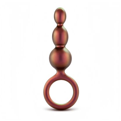 Blush Apollo spiral bead butt plug in rose gold is shown, made of platinum-cured silicone with an Ultrasilk® coating that is as smooth as satin.