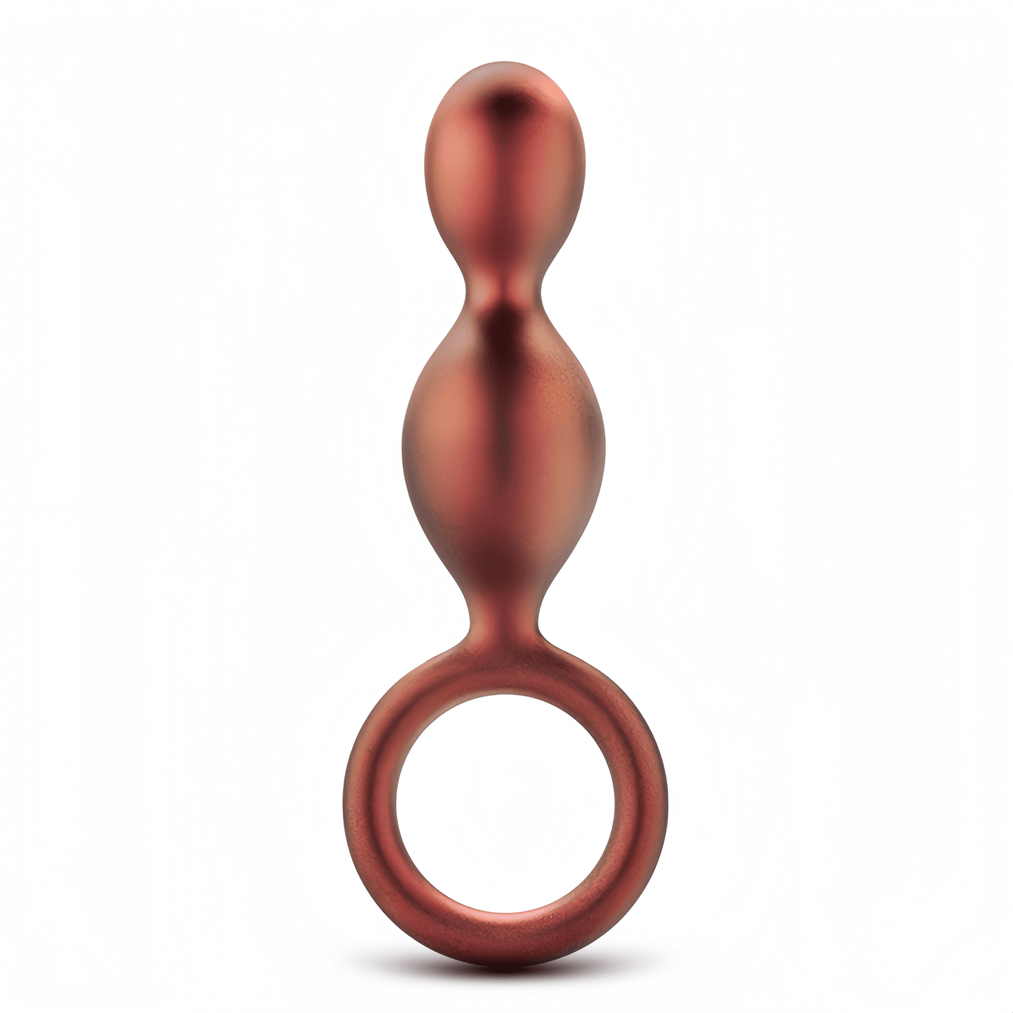 Blush Apollo spiral bead butt plug in rose gold is shown, made of platinum-cured silicone with an Ultrasilk® coating that is as smooth as satin.