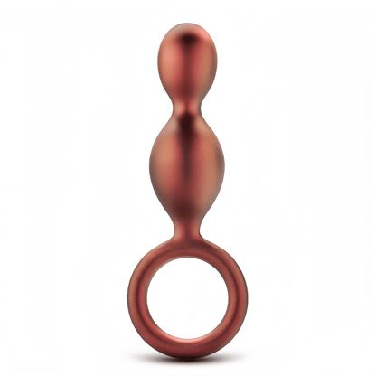 Blush Apollo spiral bead butt plug in rose gold is shown, made of platinum-cured silicone with an Ultrasilk® coating that is as smooth as satin.