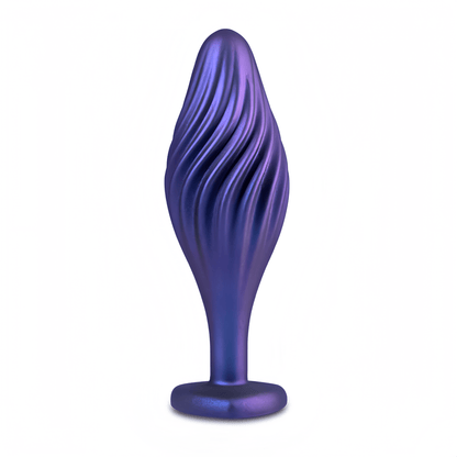 The Blush Apollo Spiral Anal Beads Earl Blue model is shown. Made of platinum-cured silicone with an Ultrasilk® coating for a smooth, satin-like finish.