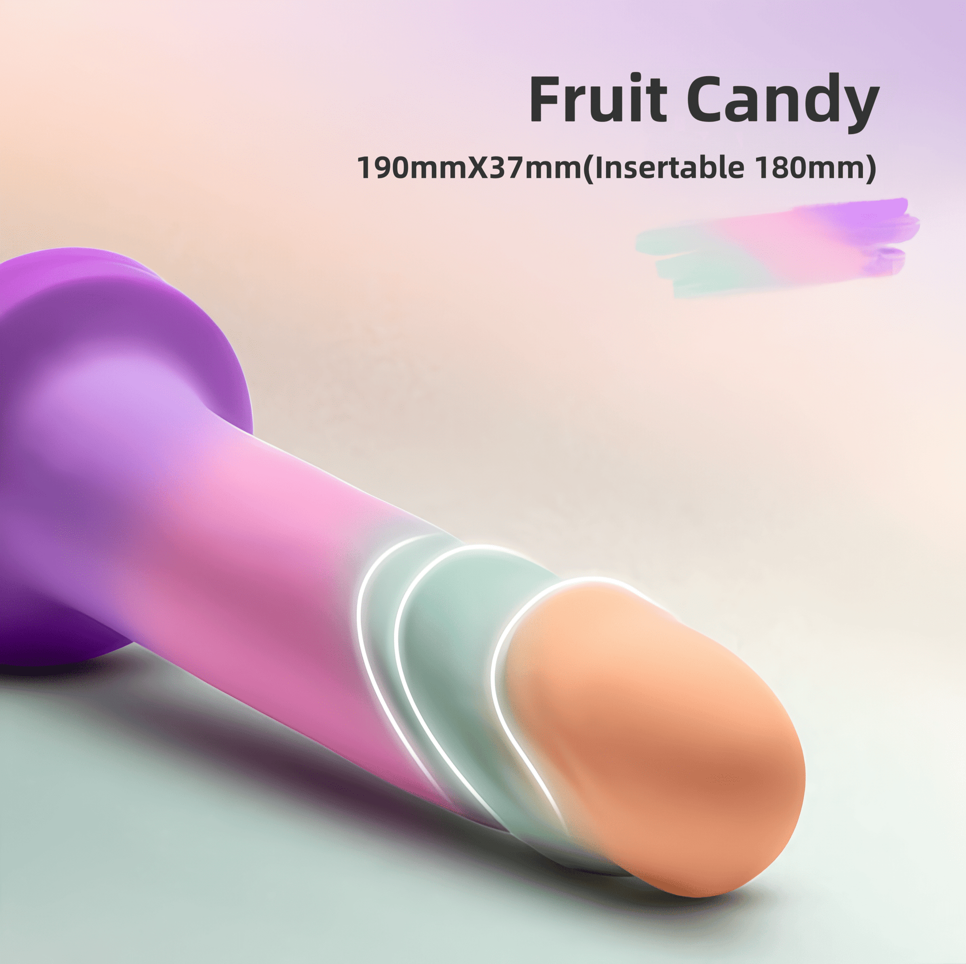 Blush Candy model shown: 190mm in total length x 37mm in diameter, 175mm penetration depth, triple-ring texture for continuous friction and G-spot stimulation