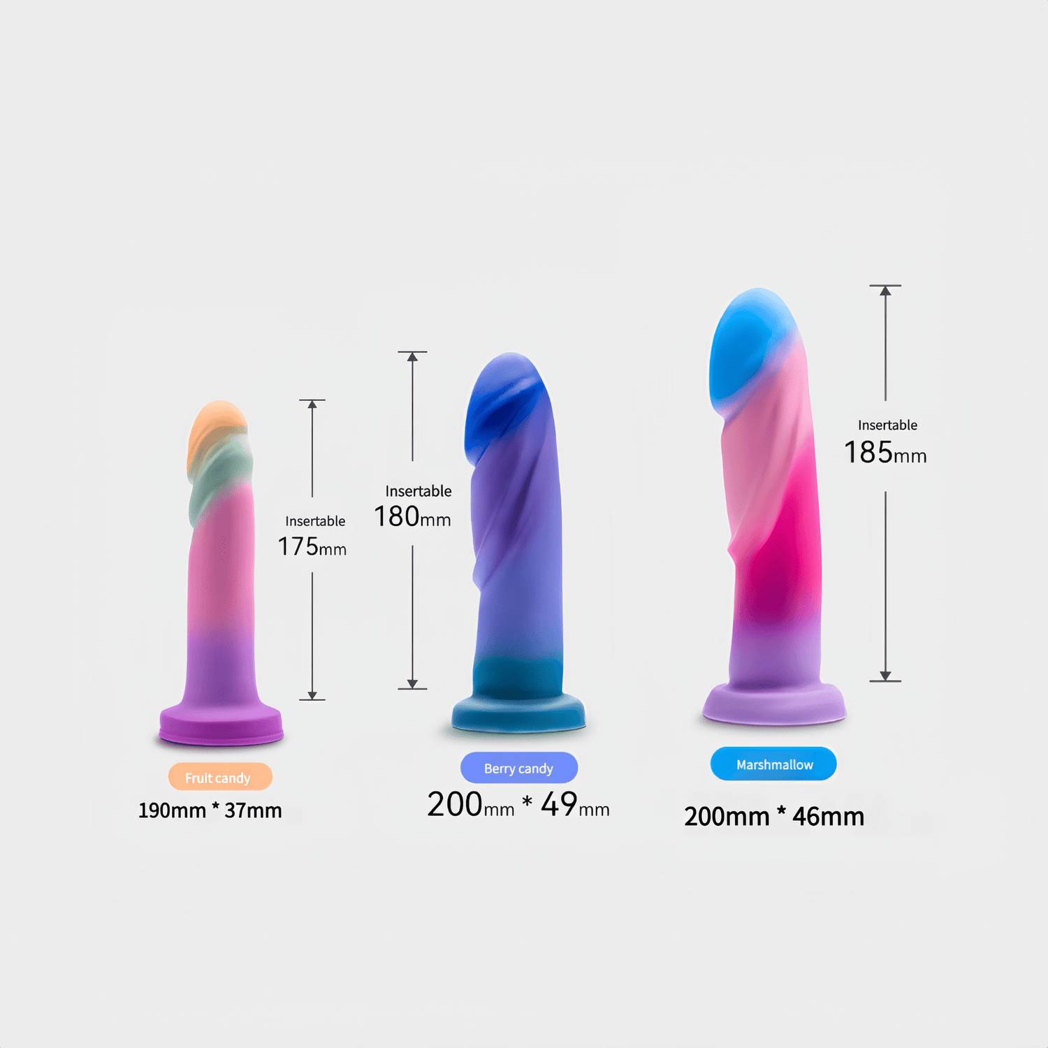 A size comparison of the three models clearly illustrates the differences.