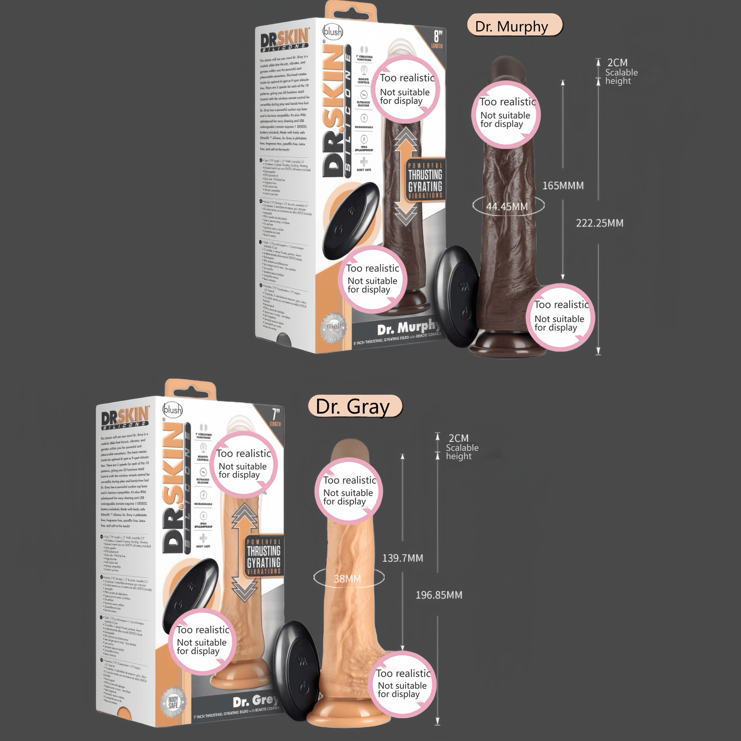 A size comparison chart of the two models clearly illustrates the differences.
