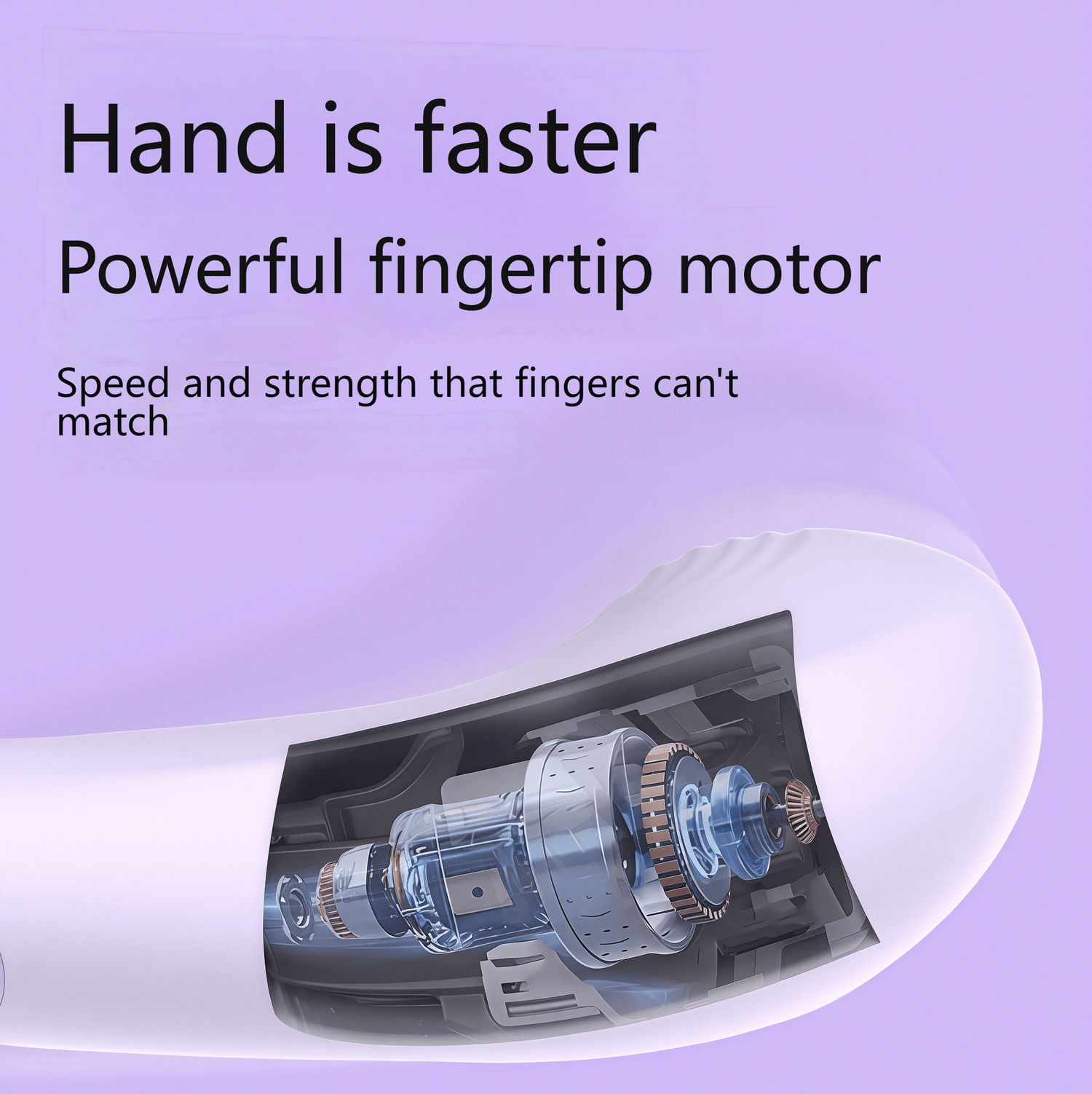 High-frequency vibration motor: 175 taps per second, far exceeding finger control in speed and force.