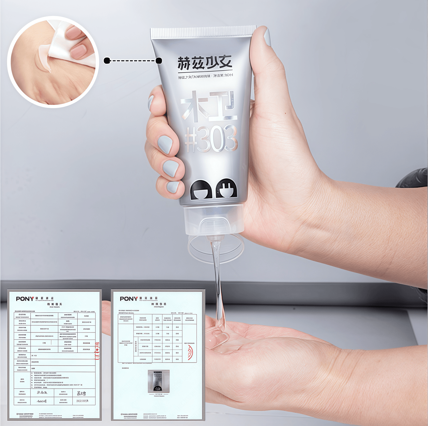Product packaging: 80ml capacity, one-touch opening design, inverted for quick access