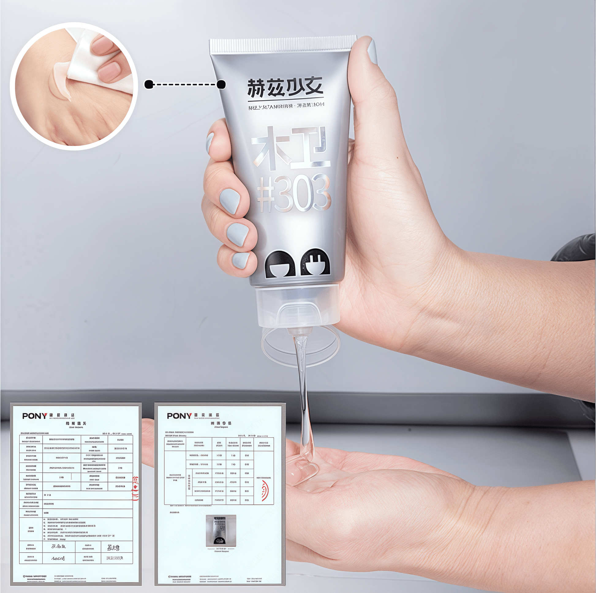 Product packaging: 80ml capacity, one-touch opening design, inverted for quick access