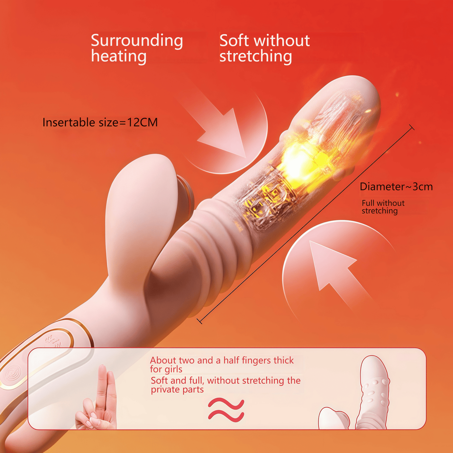 Smart thermostat chip operation diagram: Heating from 38°C to 42°C in 3 minutes, simulating body temperature for an enhanced immersive experience.