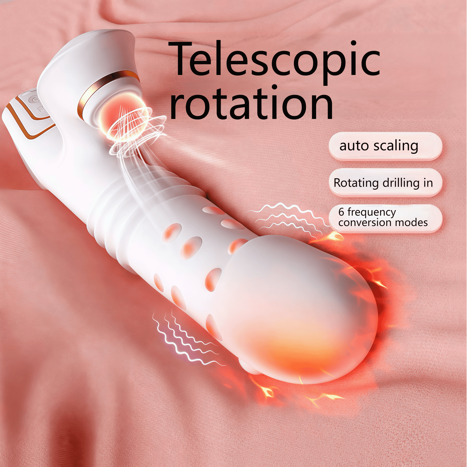 6-speed variable frequency mode operation diagram: Flexible combination of telescopic, rotating, and rocking modes to meet different sensitivity needs.