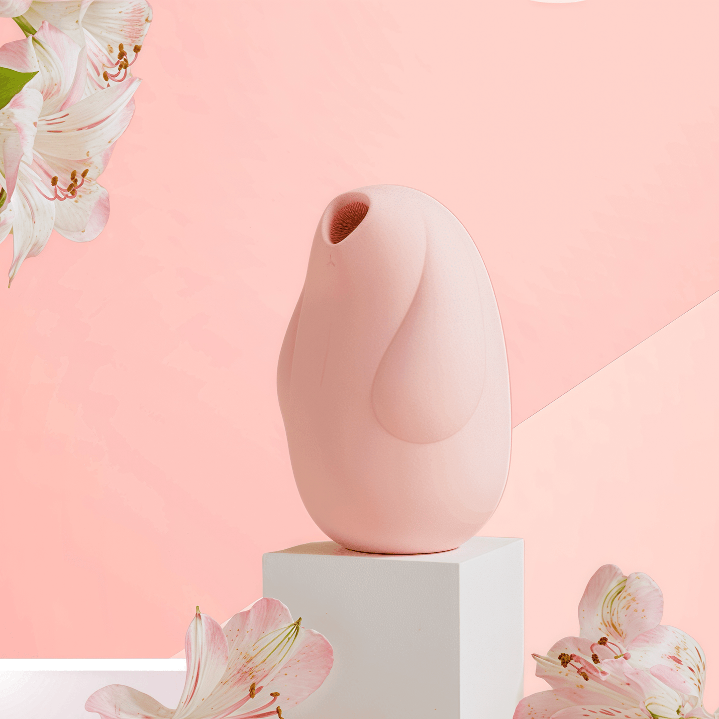 This cute curly white rabbit pet intelligent sucking and vibrating toy is available in a jasmine white scented version and features a cute bunny ear design. It can be concealed as a home decoration.
