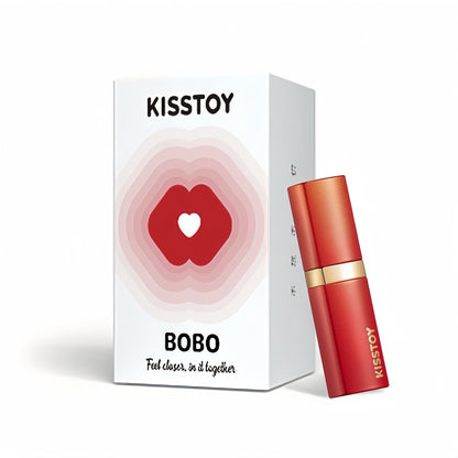 KISSTOY BOBO Instant Trend Mini Lipstick Red Edition on display. Measuring 85.5×22×22mm, a 1:1 replica of the lipstick's size, and weighing 35g, it's lightweight and portable.
