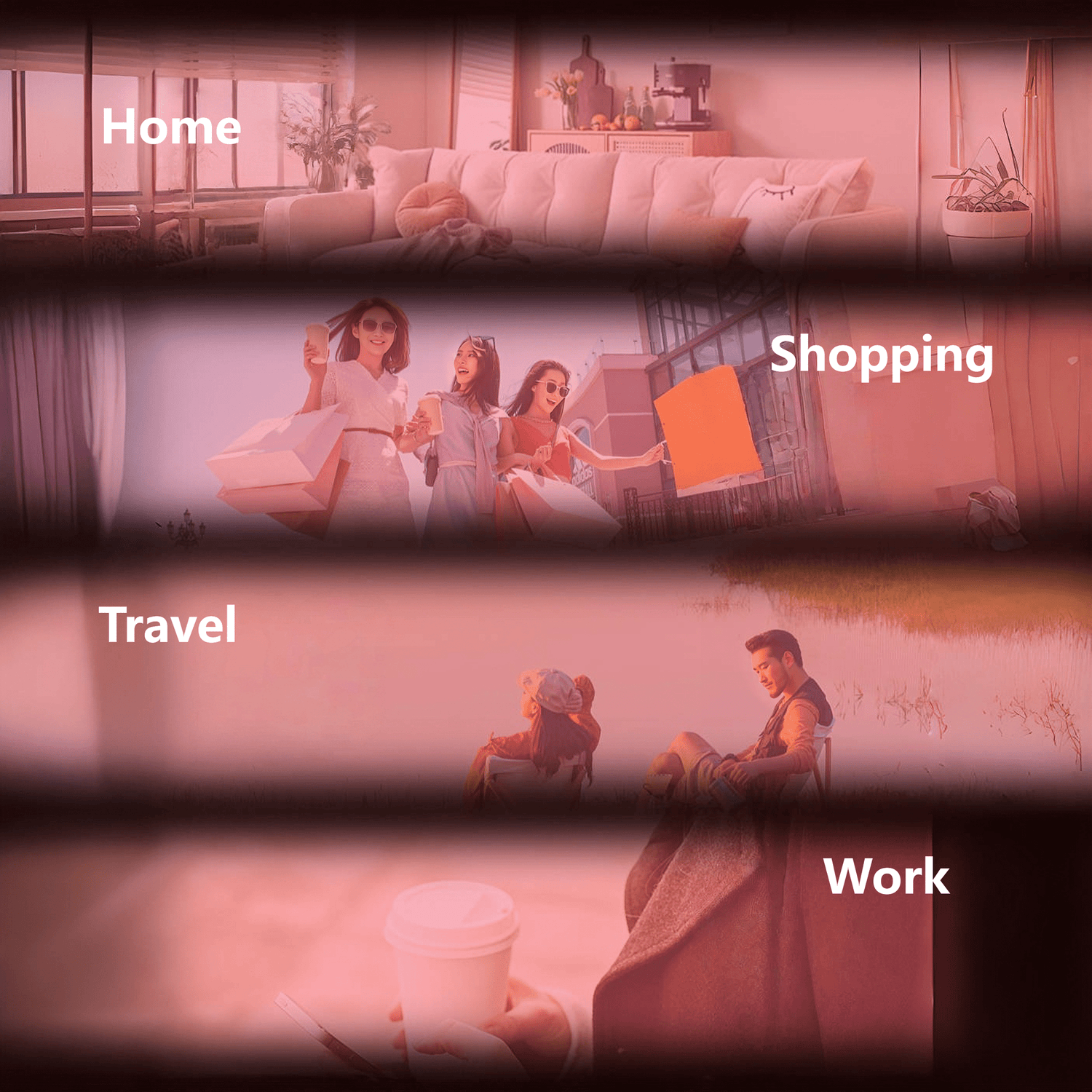 Multi-scene compatibility diagram: Suitable for use at home, traveling, and commuting