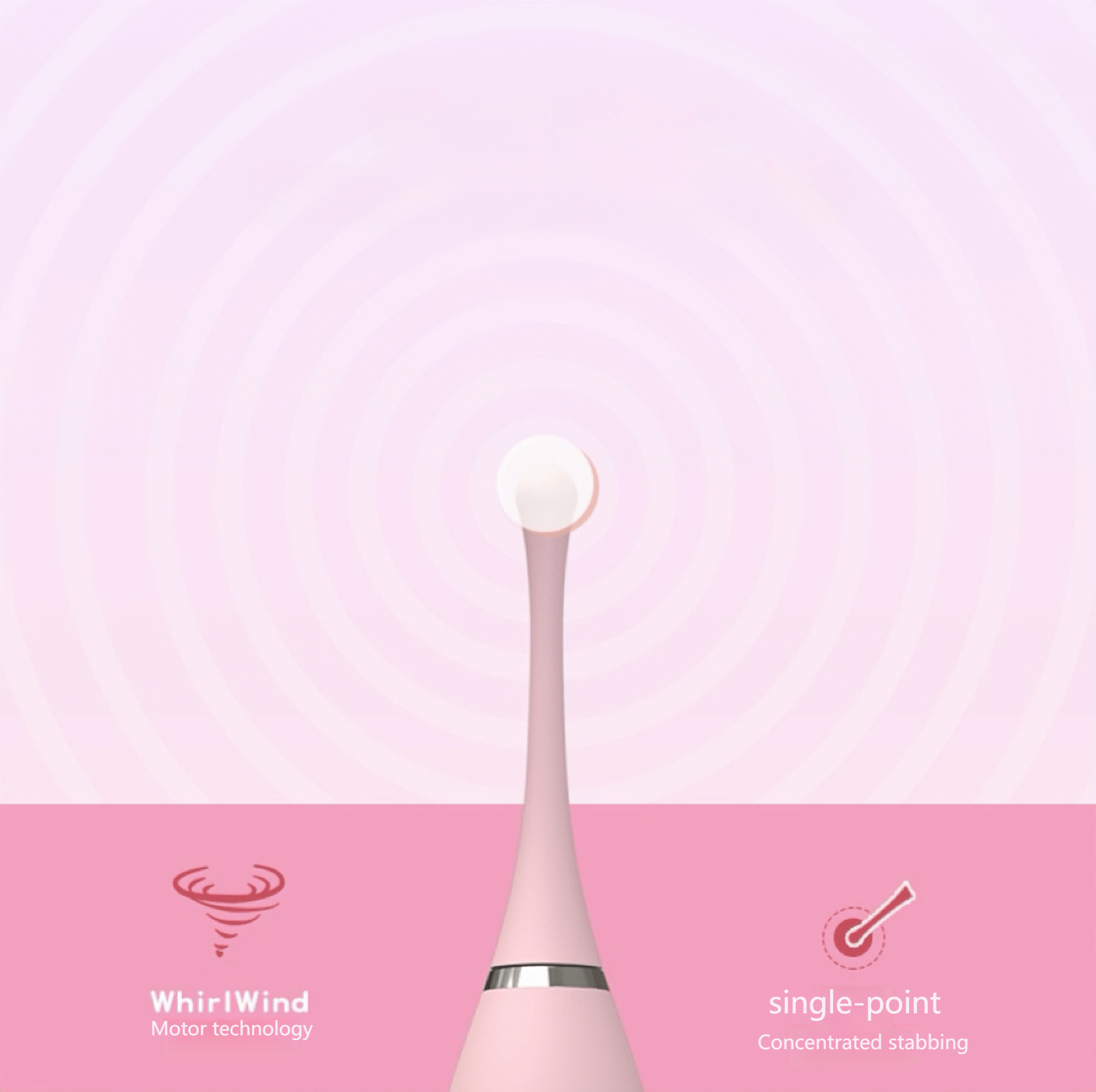 Demonstration of 3D whirlwind vibration technology. The WhirlWind motor provides a rotating, three-dimensional vibration sensation, allowing for flexible switching between single-point focused stimulation and full-body exploration.