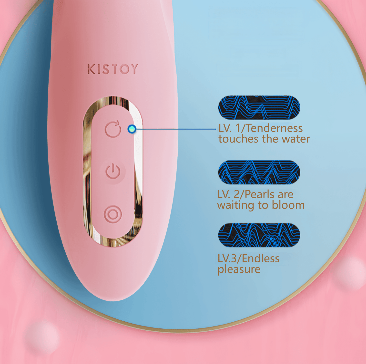 3-speed rotation modes: gentle agitation with gentle touch, gradual intensification with beads ready for release, and continuous, deep stimulation.