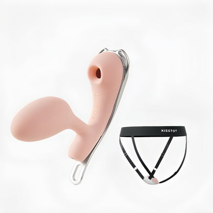 KISSTOY Milu Wearable Sex Toy - Pressure-sensitive vibration design. The greater the clamping force, the stronger the vibration. Dual front and back stimulation of the C-spot and vaginal opening.