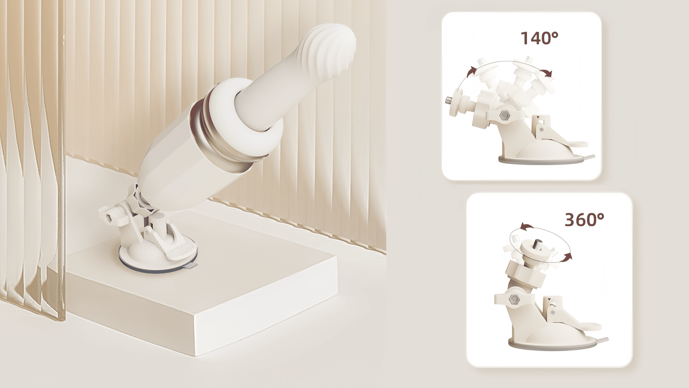 Includes a built-in adsorption mount with 140° to 360° adjustment, suitable for use on multiple surfaces, including floors and walls.