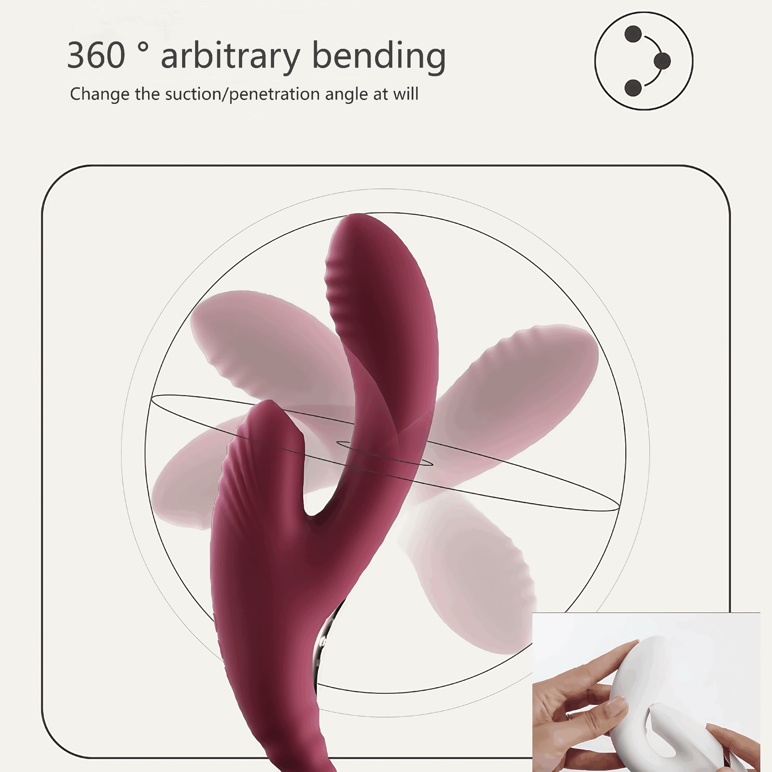 Demonstrates 360° flexible bending. Soft silicone material allows for flexible adjustment, perfectly adapting to any body shape.