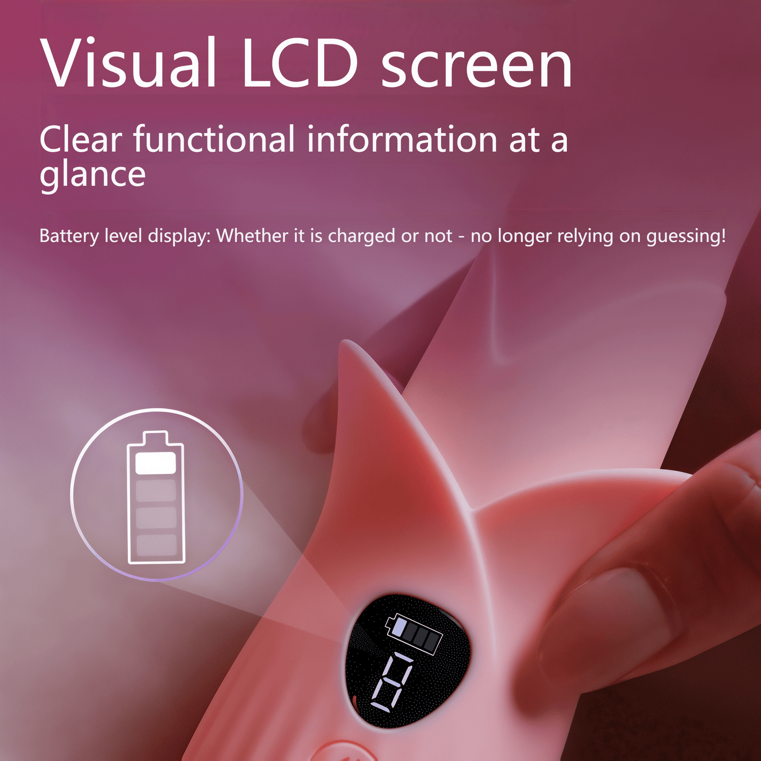 Close-up of the visual LED screen, showing real-time battery level and mode, for intuitive and convenient operation.