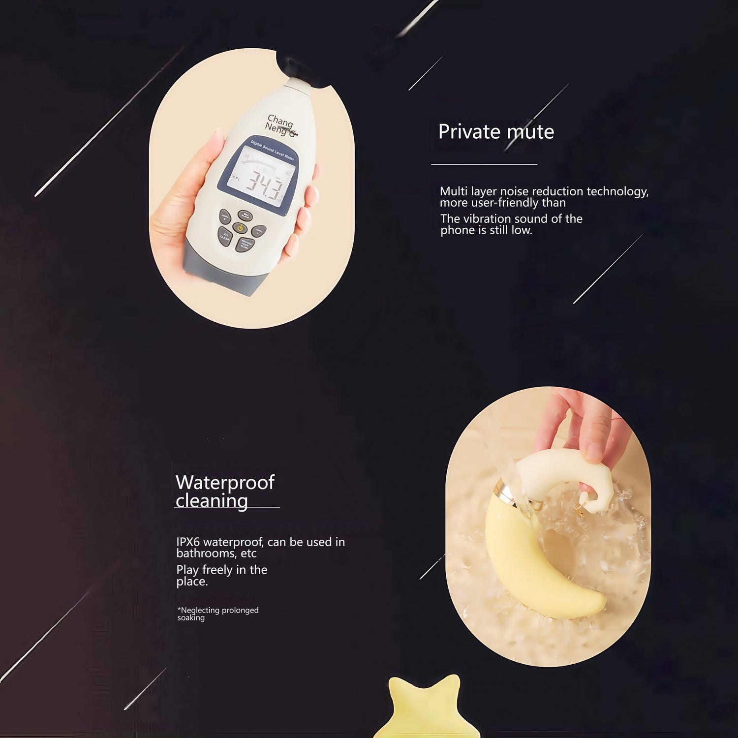 Demonstrating its ≤40dB silent operation technology, quieter than a phone's vibration, making it comfortable to use in public.