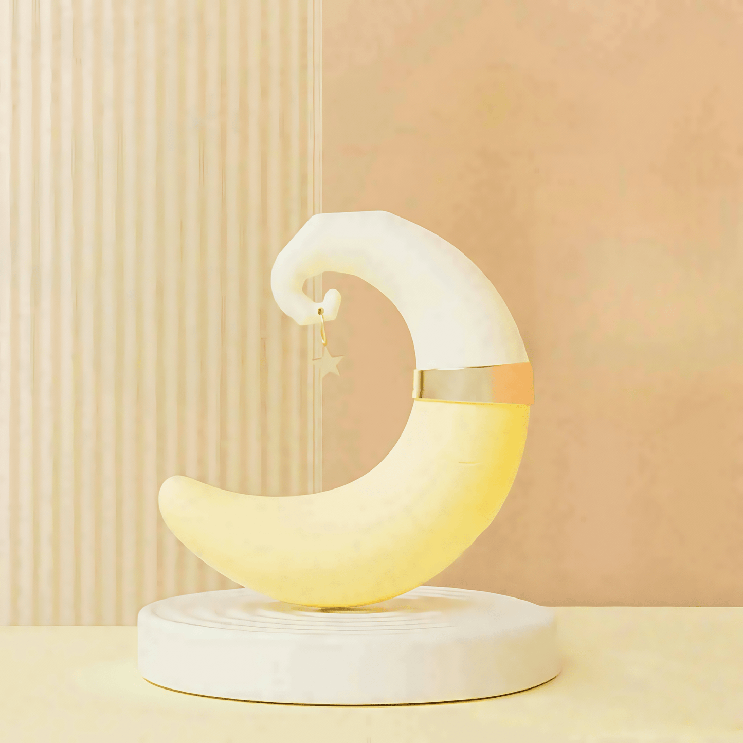 The meese-moon massaging stick is available in sunrise yellow, featuring a stylish design and discreet shape, making it a perfect gift.