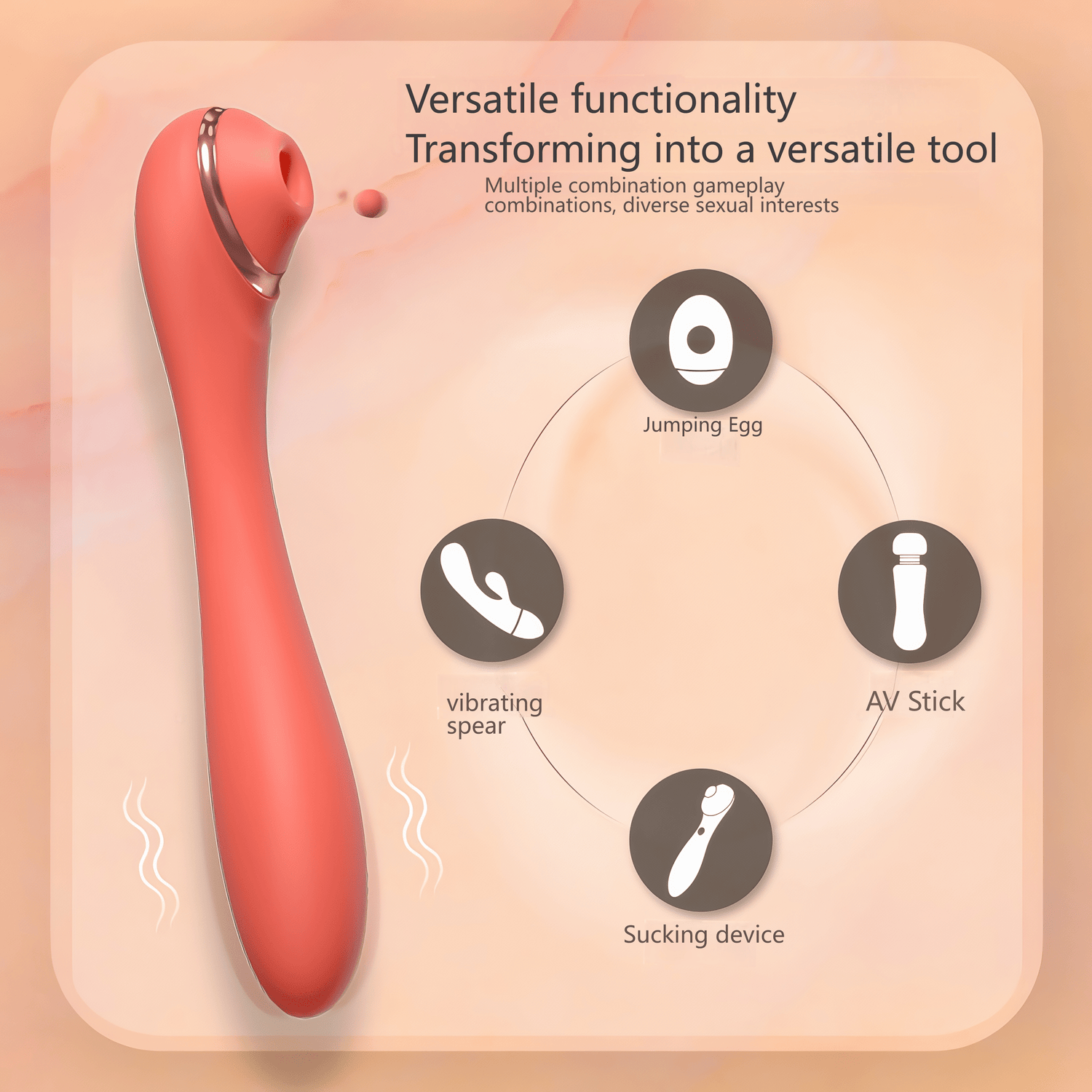 All-in-one demonstration: vibrator, egg, and suction device all in one.