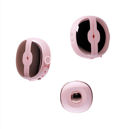 Qingnan Wireless Smart Nipple Clamp Massager, complete set on display, includes a pair of clamps and a remote control. Sunset pink is romantic and charming.