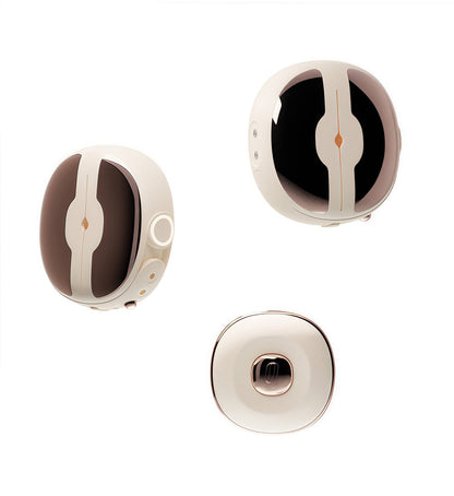 Qingnan Wireless Smart Nipple Clamp Massager, complete set on display, includes a pair of clamps and a remote control. Latte white is stylish and discreet.