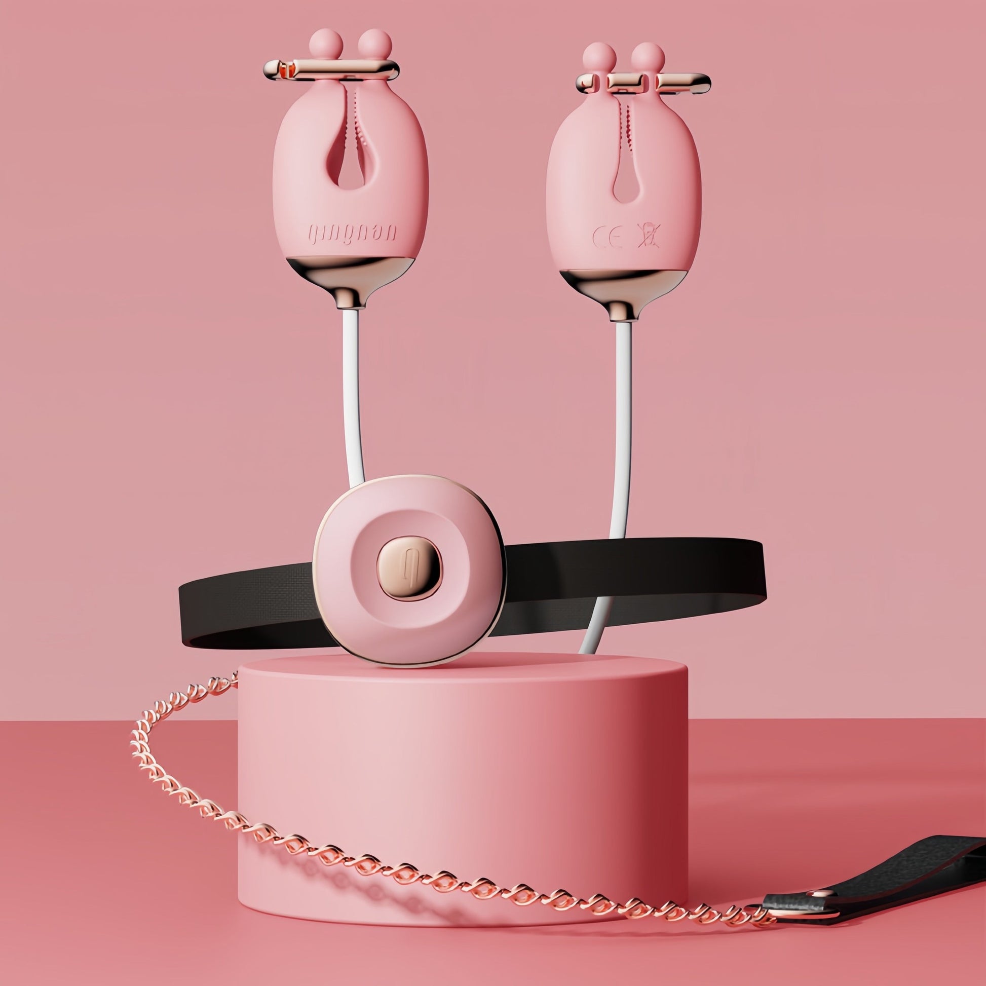Product Contents: Collar, 2 nipple clamps, controller, decorative paddles