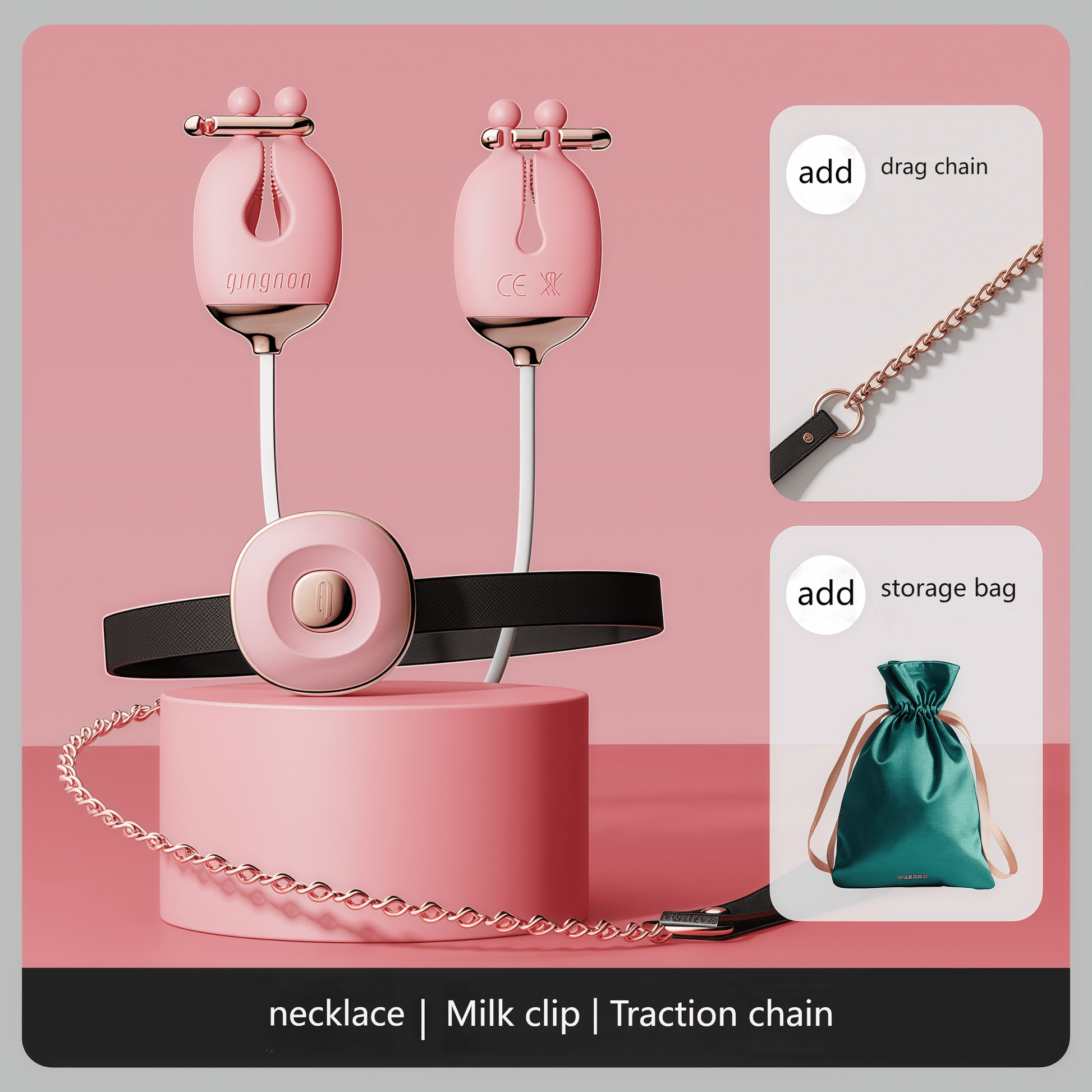 This pink collar set is perfect for everyday wear, featuring a stylish accessory design.