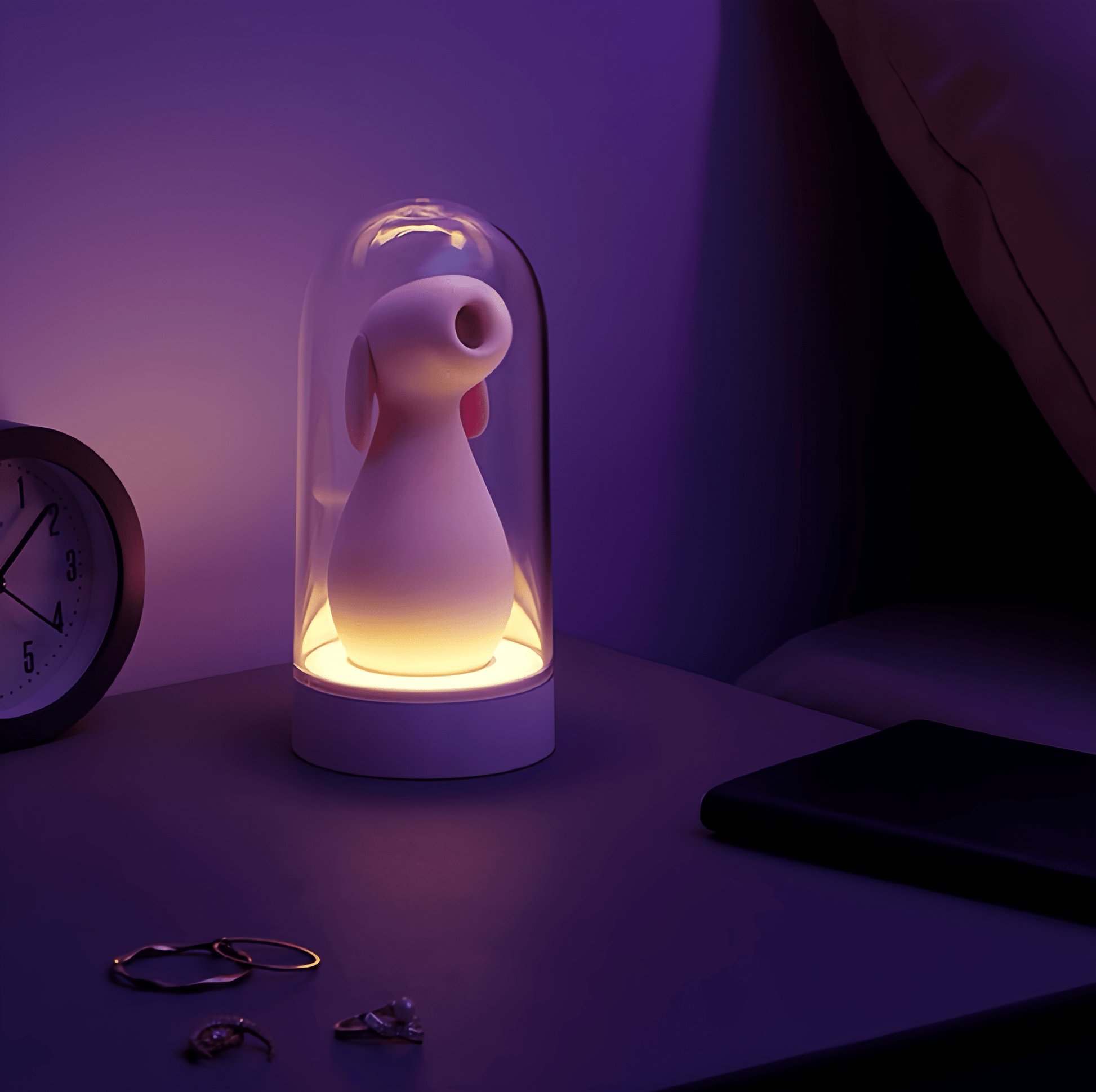 The magnetic charging case doubles as a charger and night light, creating a relaxing and relaxing atmosphere