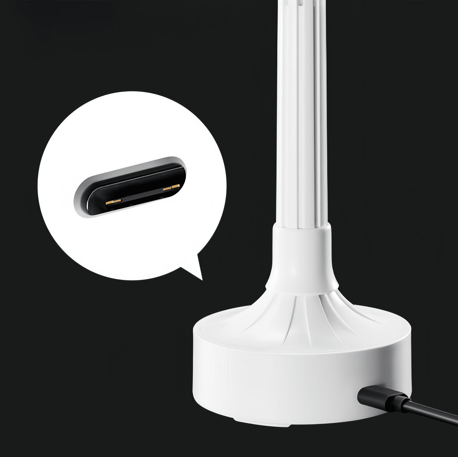 Magnetic port design for quick and easy connection and simplified use.