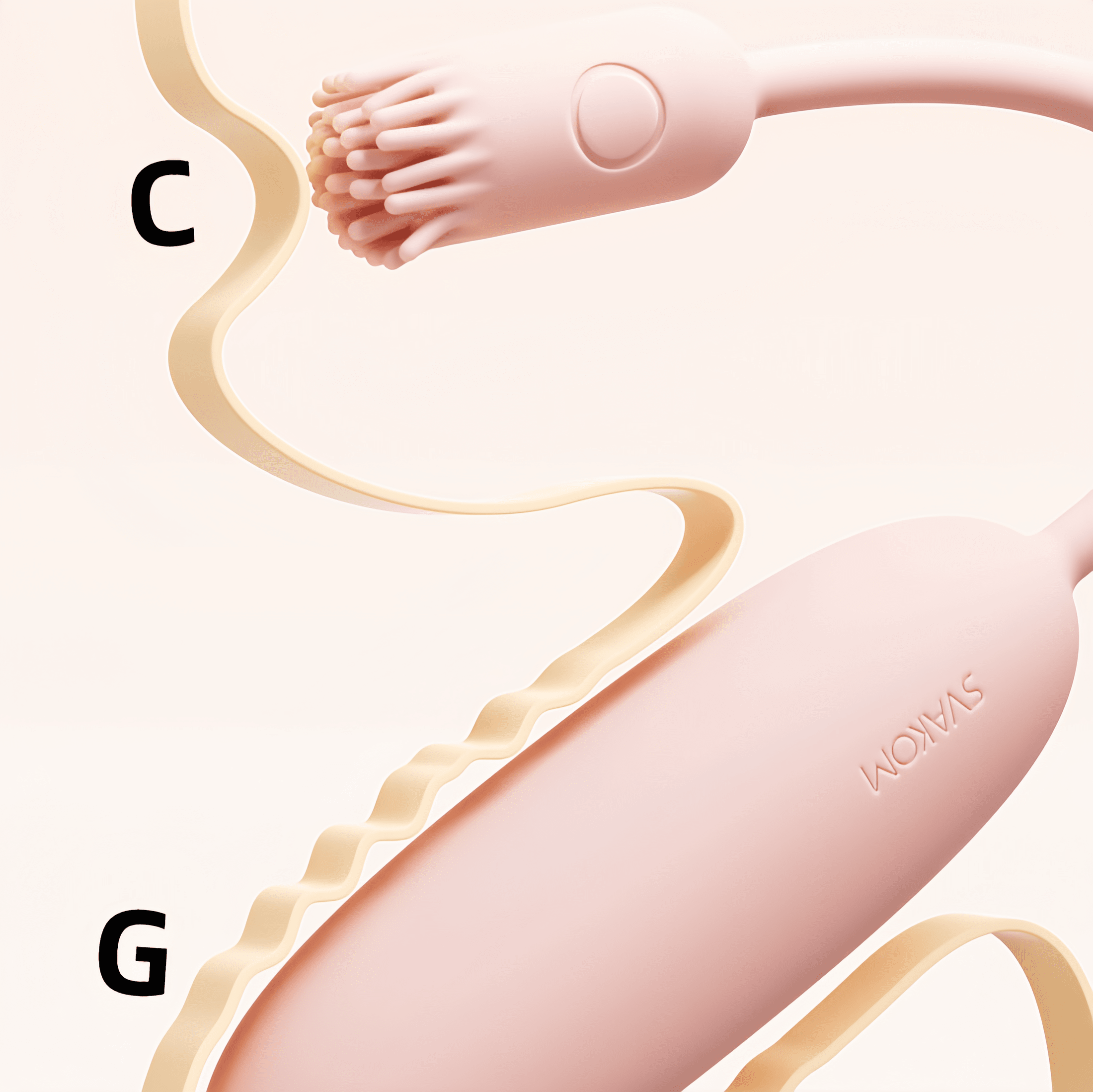 Dual-head dual-effect stimulation showcase: The head's powerful vibration motor activates internal sensitivities, while the tail's bristle delicately vibrates the vulva and other areas, supporting head-to-tail resonance mode.