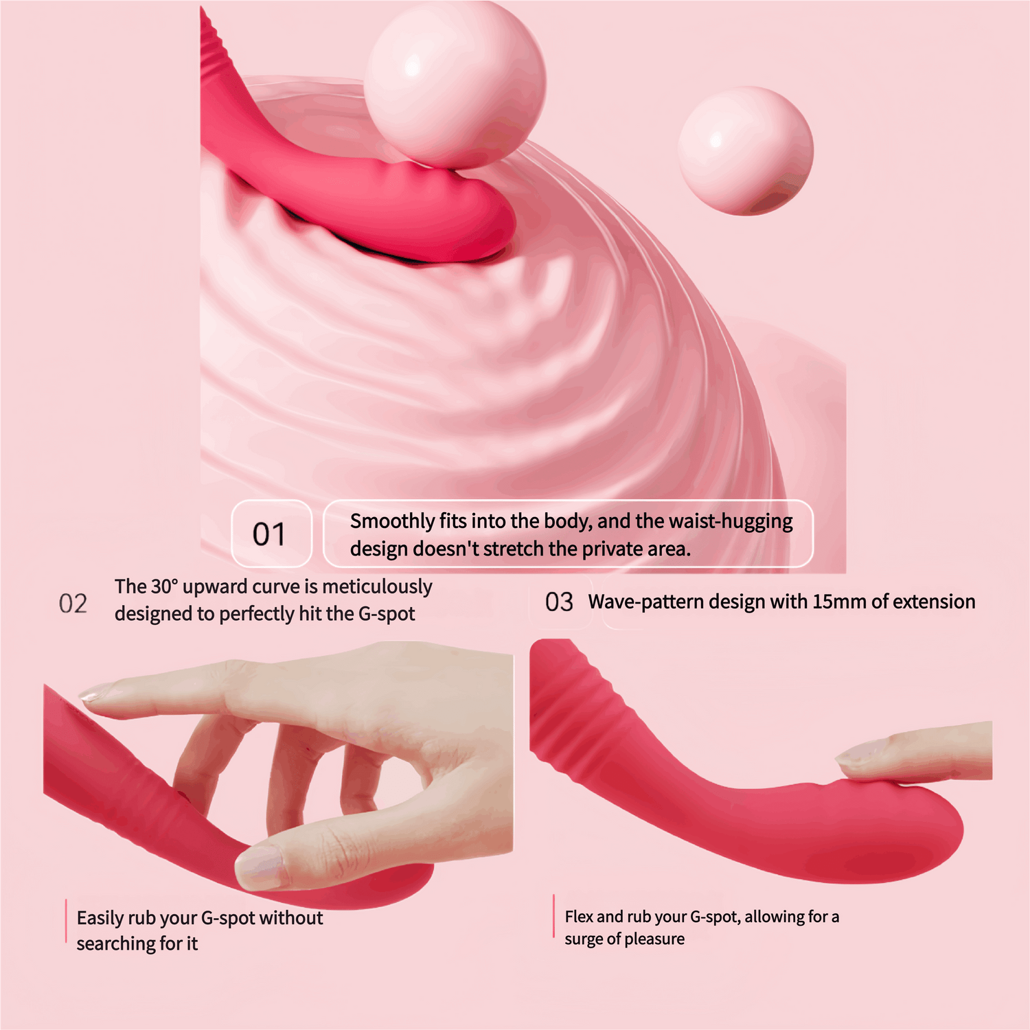 Schematic diagram of a 4cm insertion length, precisely targeting the G-spot, specifically designed for Asian women.