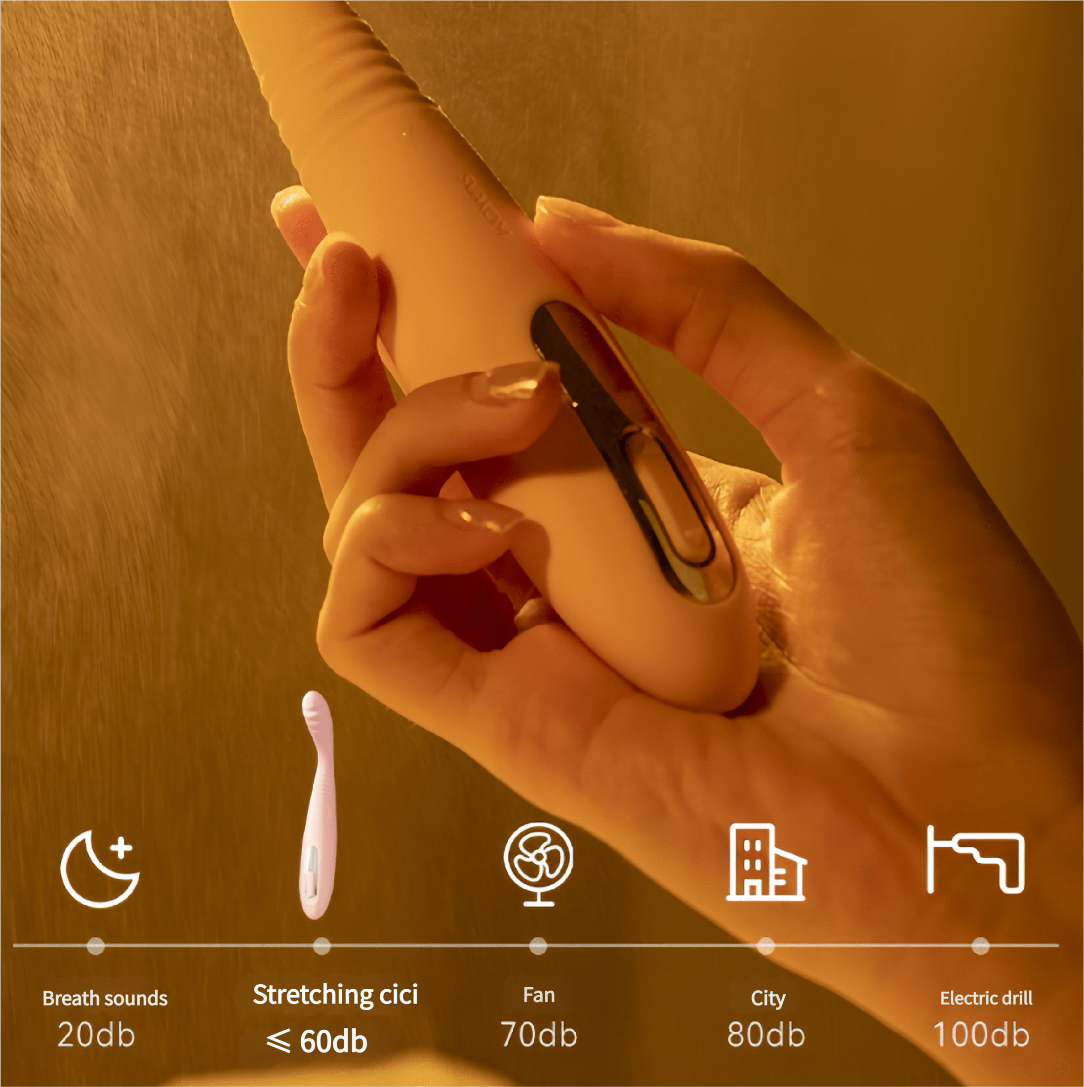 Showcasing its silent technology, the device operates at ≤60 decibels (less than the sound of breathing), ensuring discreet operation.