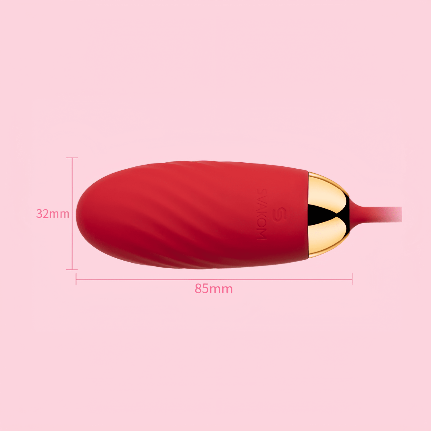 The SVAKOM Ella wireless remote-controlled vibrator features a classic red design, a compact, invisible 85mm x 32mm footprint, a lightweight 60g weight, and is fully encased in medical-grade silicone.