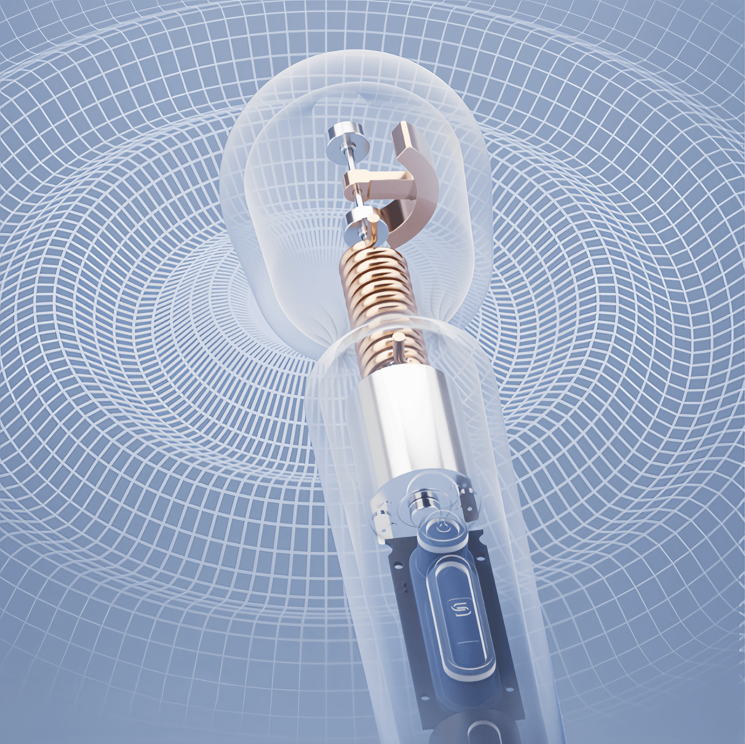 A close-up of the built-in large tungsten motor, supporting 12,000+ high-frequency vibrations per minute and a "3-second burst" mode, providing exceptionally strong vibrations.