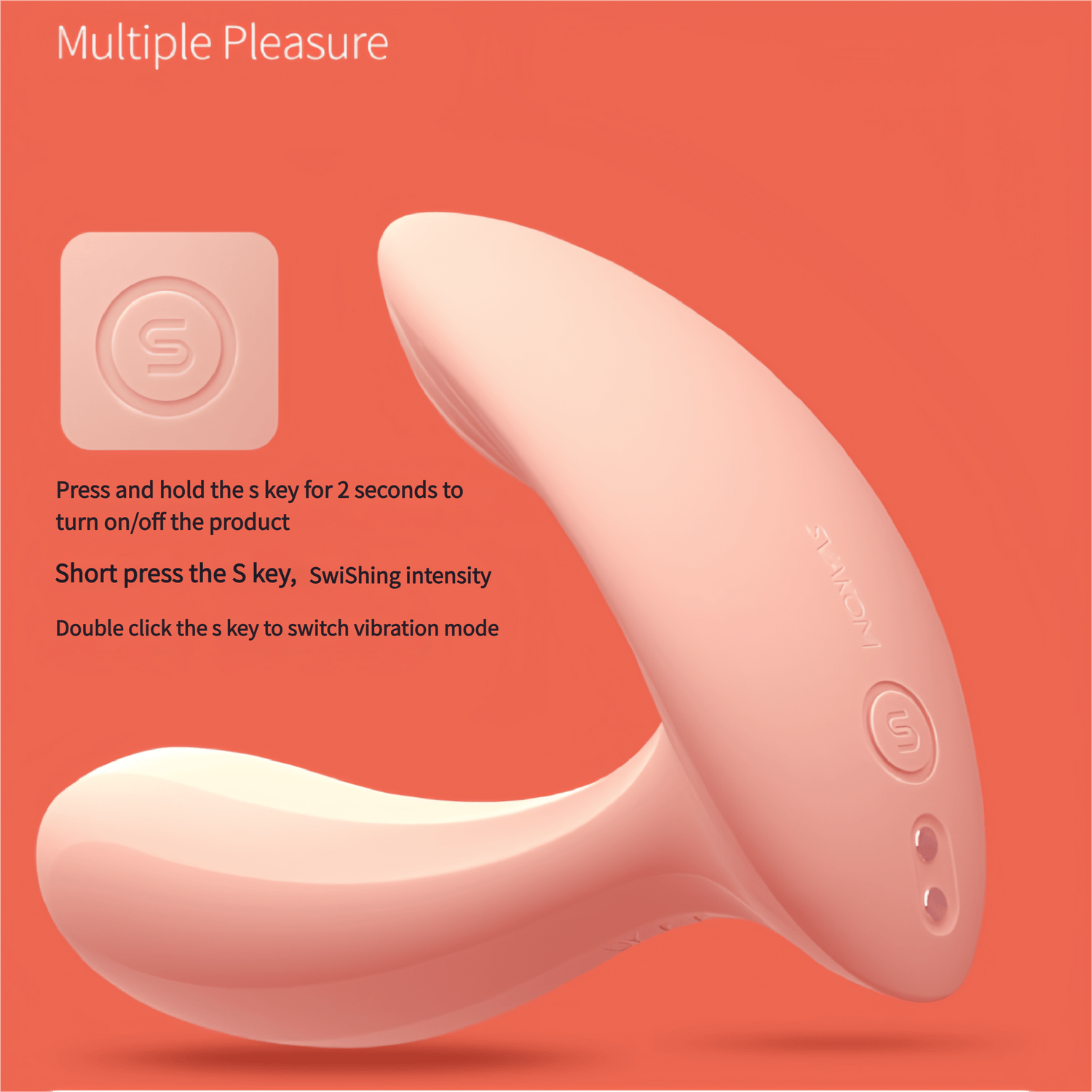 Close-up of the physical buttons: long press/short press to switch modes, double-click to adjust intensity, for convenient control.