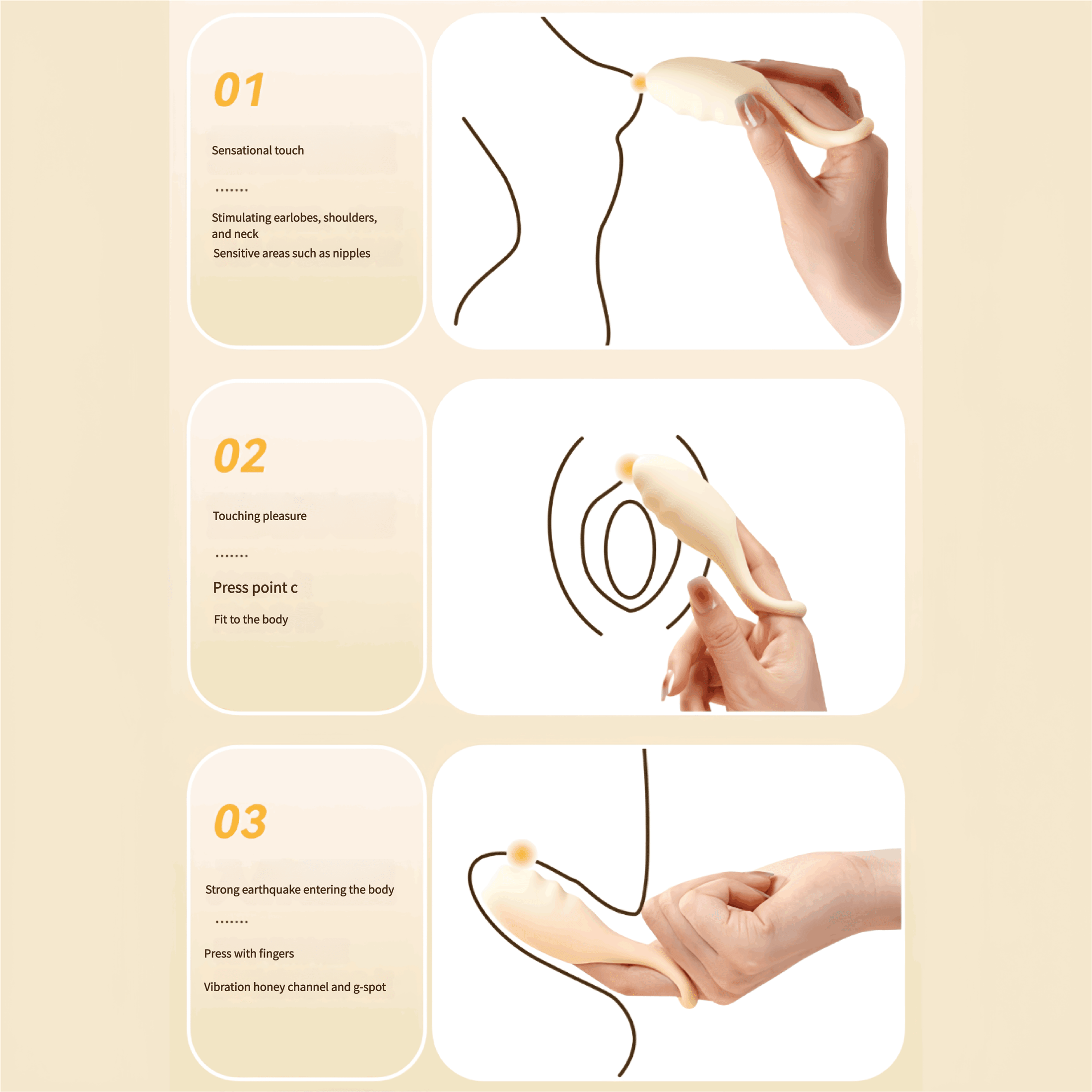 Demonstration of 10 vibration modes: high-frequency, high-speed, and diverse stimulation, supporting rapid orgasm