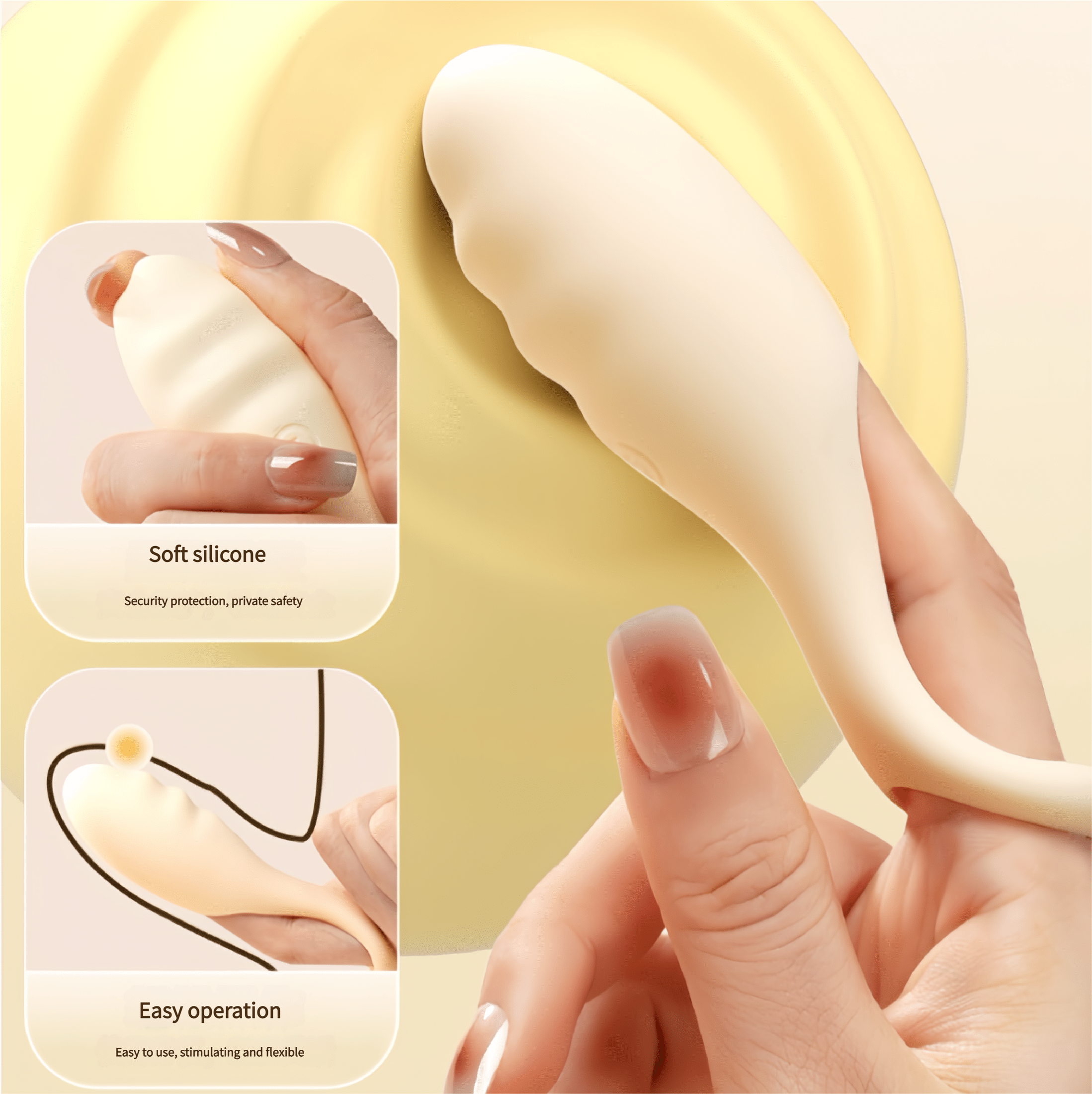Close-up of the silicone head: The food-grade silicone is soft and skin-friendly, making it easier to clean and reducing the risk of gynecological infections.