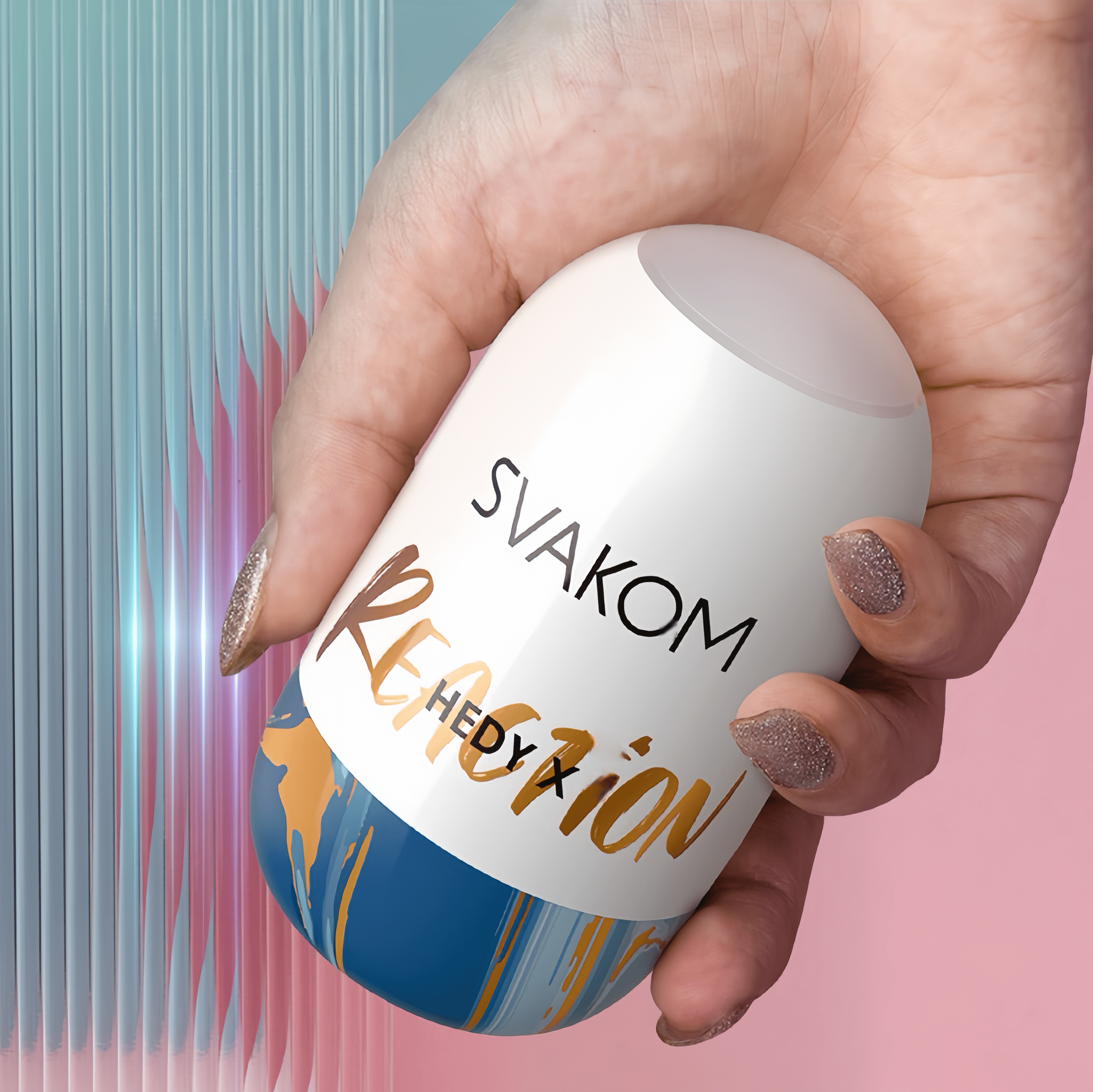 Holding the product in the palm of your hand, it showcases its 56mm mini capsule size, making it portable and discreet