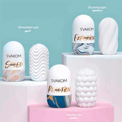SVAKOM's Hedy X masturbation egg collection includes three models, featuring stimulating, sensitive, and stunning textures.