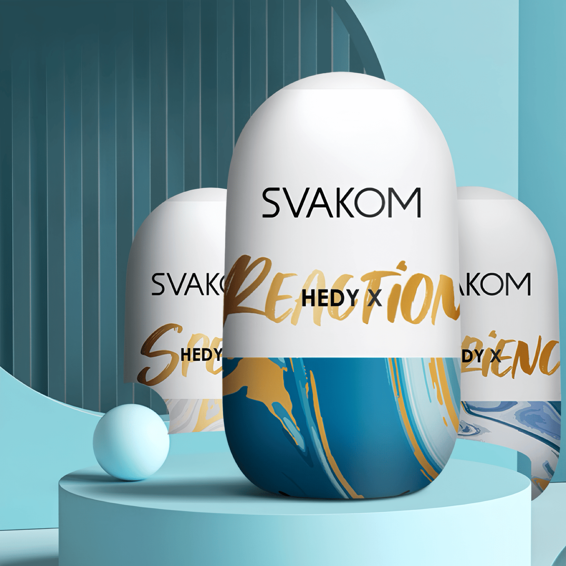 Svakom's Hedy X masturbation egg comes in three models: Stimulating (Waves), Sensitive (Nuclear), and Amazing (Swirls).