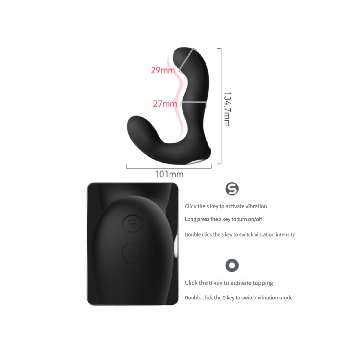 The SVAKOM IKER prostate pulse massager features an ergonomic design measuring 134.7*101*36mm, weighing 138g, and is made of soft, skin-friendly silicone.