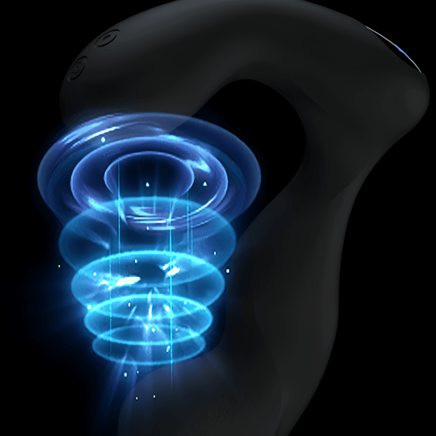 A close-up of its pulse-pointing technology: a finger-like design precisely stimulates the prostate, avoiding the discomfort of traditional, chaotic vibrations.