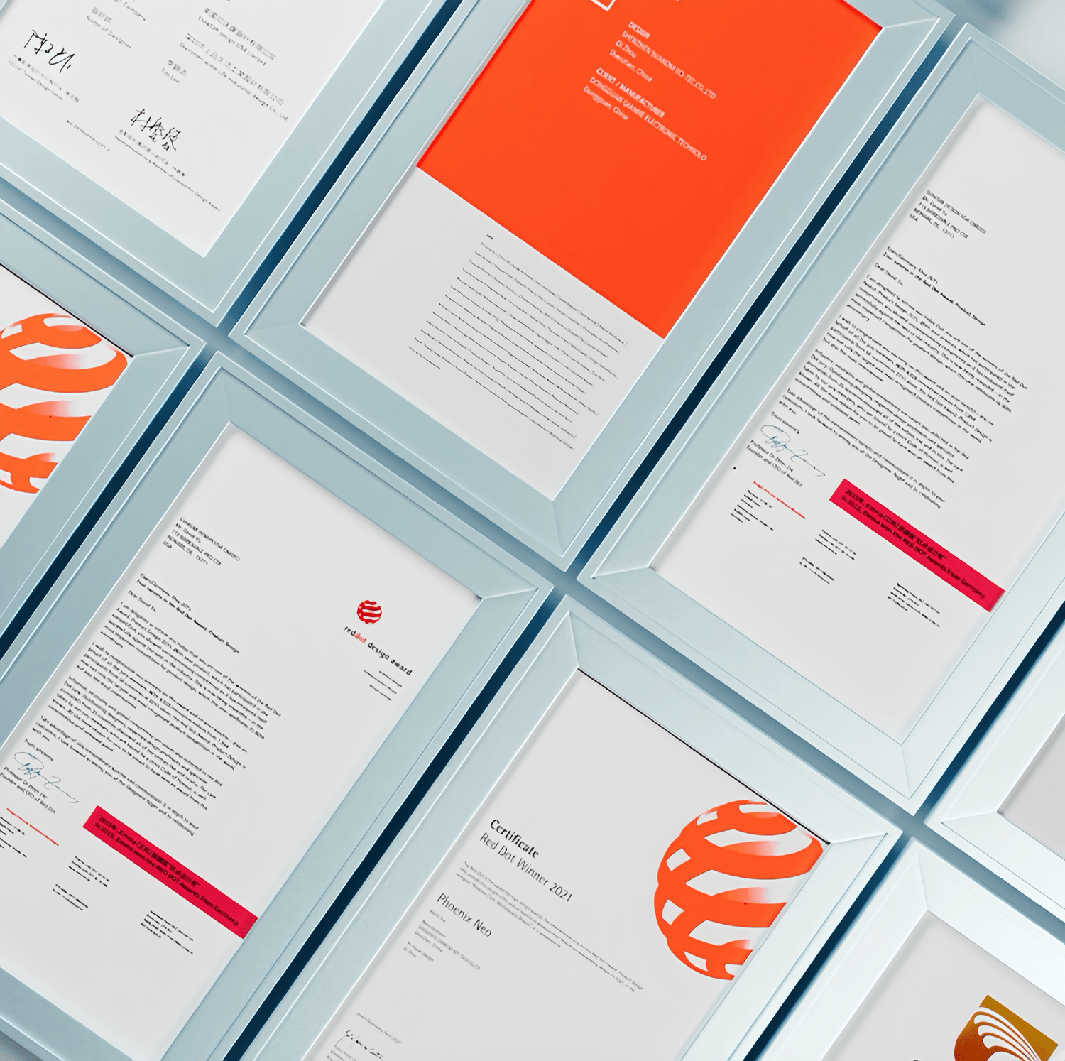 International Design Award Certification - IF/Red Dot/Golden Dot Medal Display