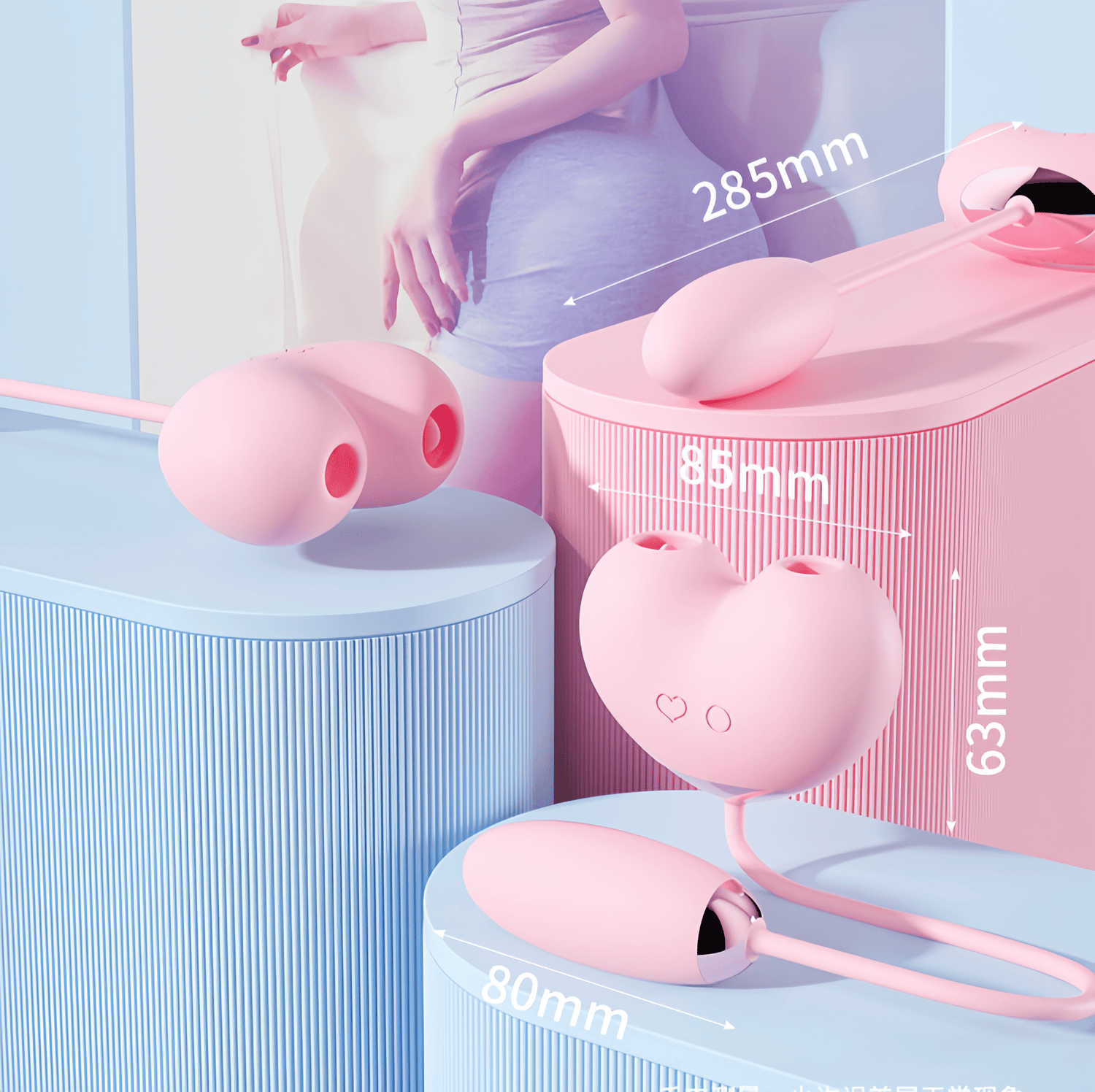 The SVAKOM Peach Plus sucking and licking vibrator features a warm peach pink exterior, a compact size of 123.5mm x 56-57mm, and is made of baby-soft silicone with a heart-shaped design.