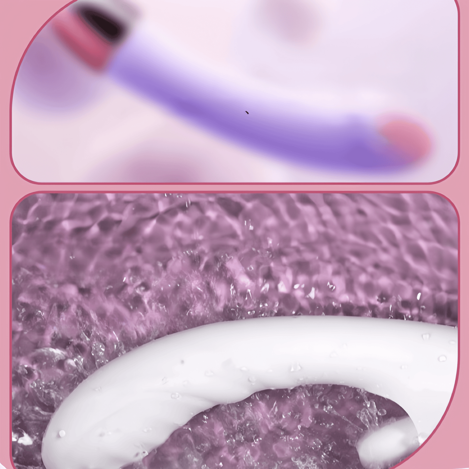 Close-up of the 360° rotating, ripple-shaped tongue licking head, simulating real tongue licking movements, fully covering sensitive areas and preventing scratches.