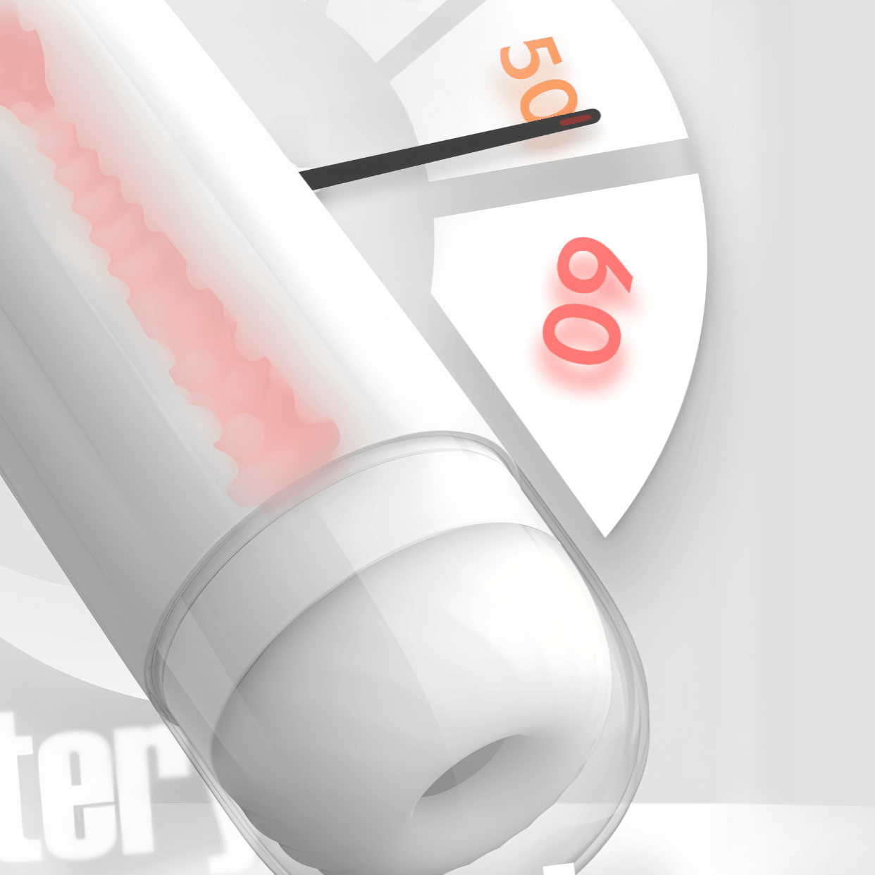 A close-up of the 3D simulated vaginal entrance, showcasing its realistic texture and soft, supple, food-grade silicone material.