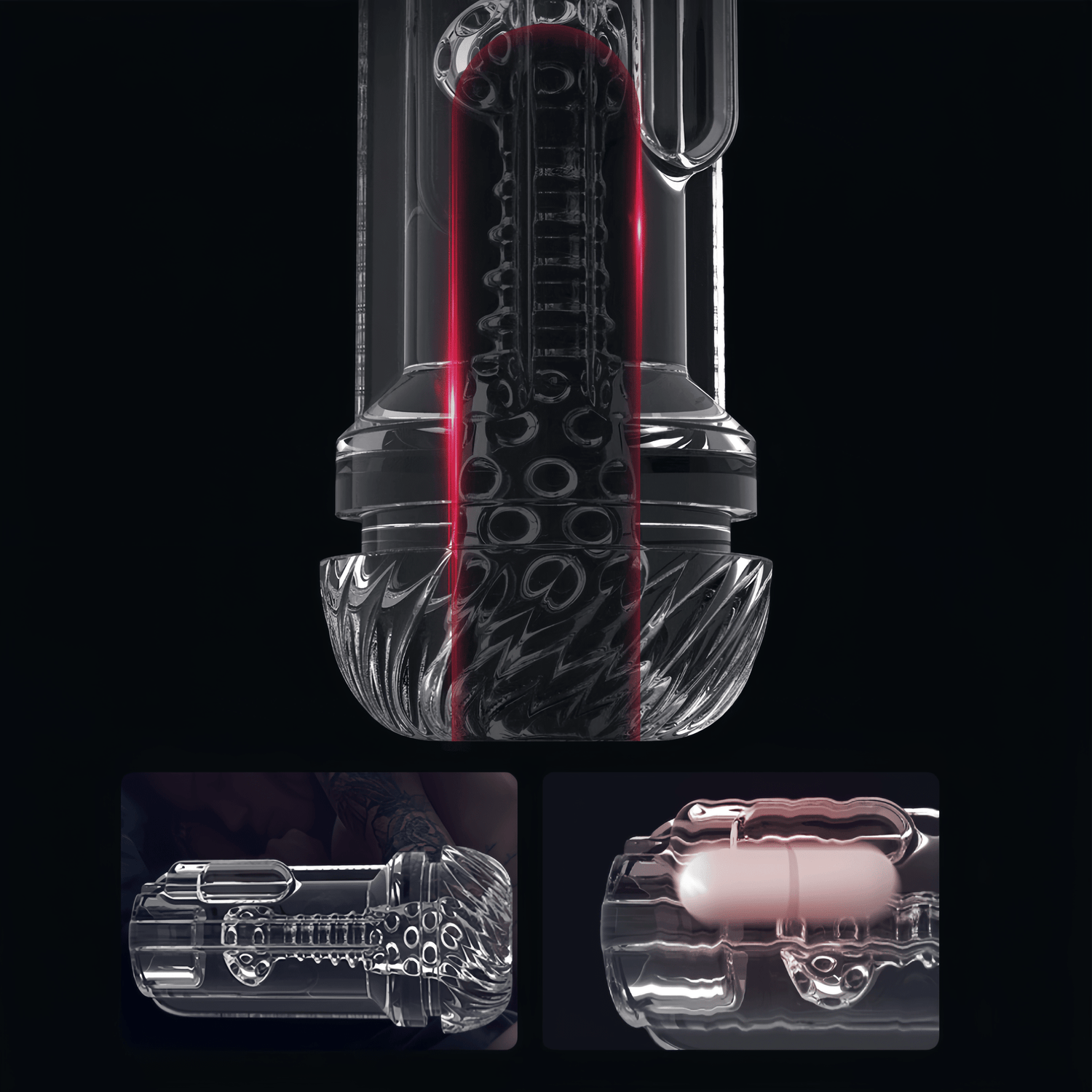 A close-up of the deep-sense vibrator, demonstrating its ability to provide a pleasurable experience, from shallow to deep, with multiple levels of vibration.