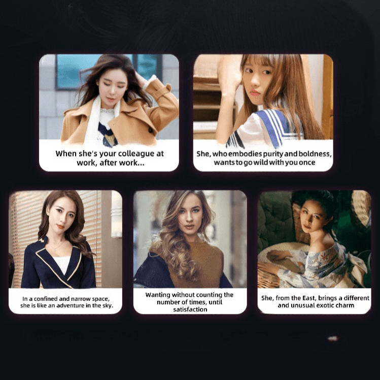 Five character sound scenes (such as office lady, student, etc.) are visually displayed, with headphone icons for enhanced immersion.